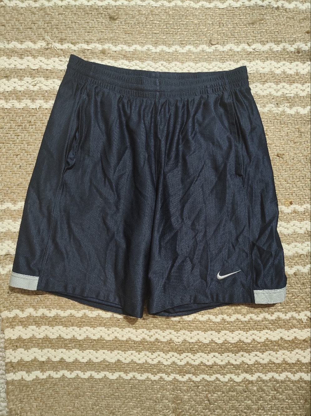 Nike Navy Athletic Mesh Shorts with Gray Accents